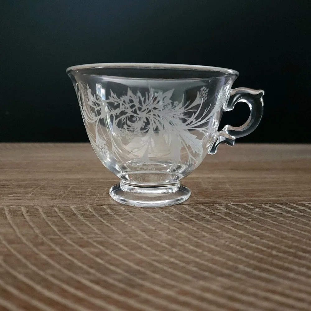 Fostoria Heather Tea Cups Etched Crystal Set of‎ 4